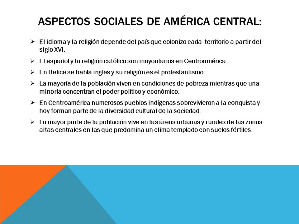 Aspectos sociales de américa central: