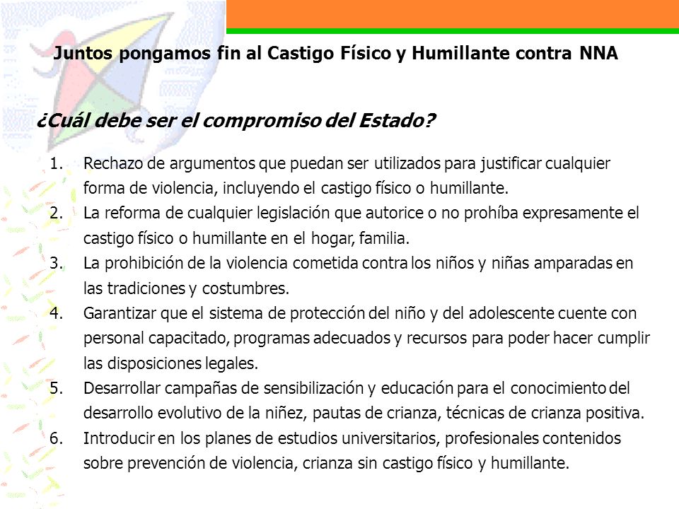 Juntos pongamos fin al Castigo Físico y Humillante contra NNA