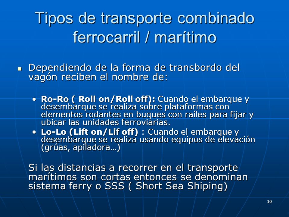 Tipos de transporte combinado ferrocarril / marítimo