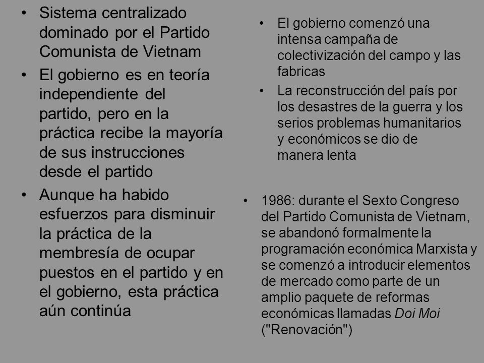 Sistema centralizado dominado por el Partido Comunista de Vietnam
