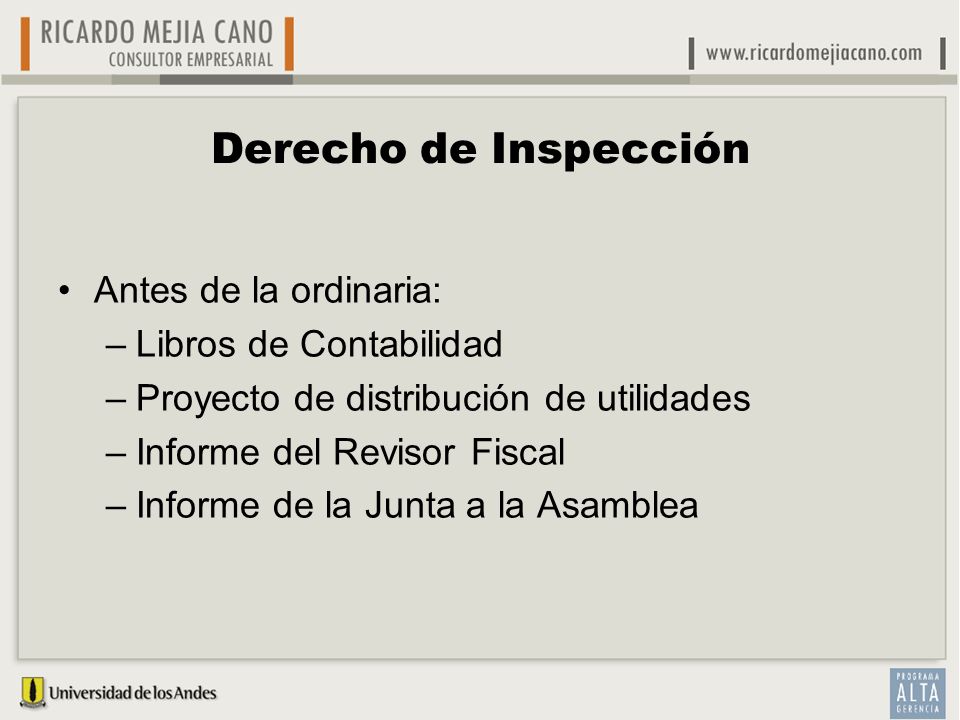 Derecho de Inspección Antes de la ordinaria: Libros de Contabilidad