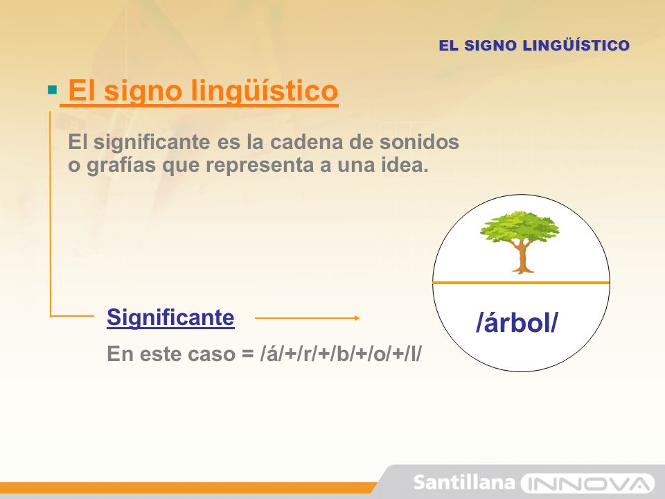 El signo lingüístico /árbol/ Significante