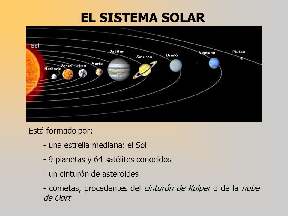 EL SISTEMA SOLAR Está formado por: - una estrella mediana: el Sol