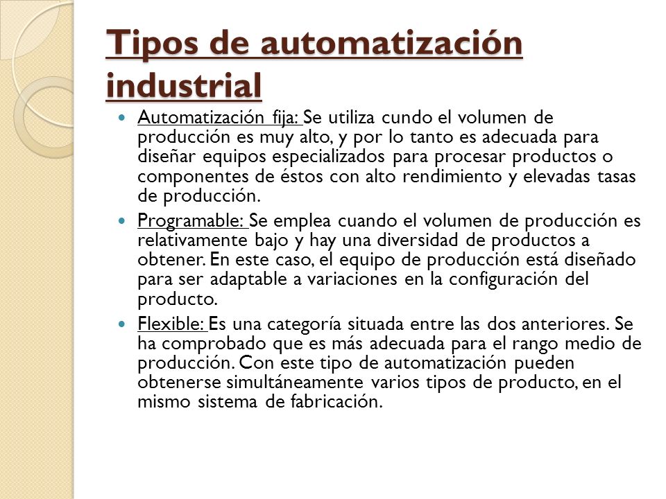 Tipos de automatización industrial