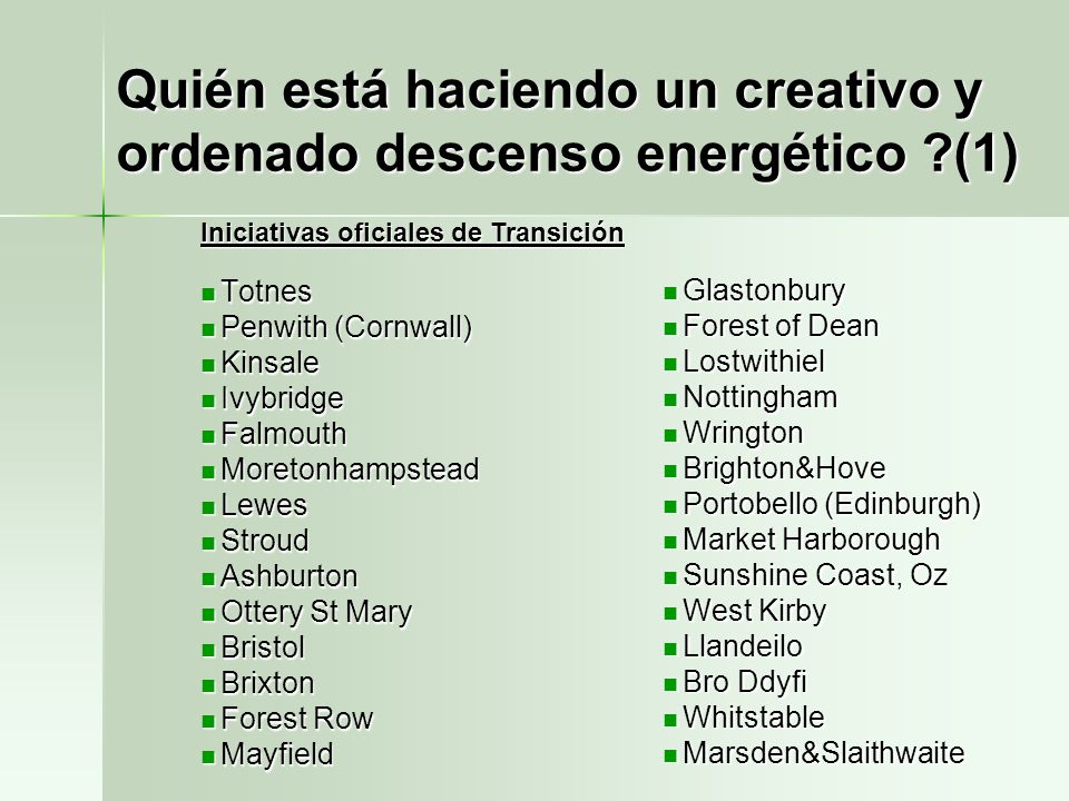 Quién está haciendo un creativo y ordenado descenso energético (1)
