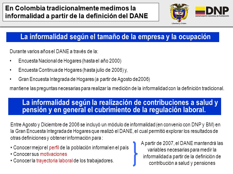 La informalidad según el tamaño de la empresa y la ocupación
