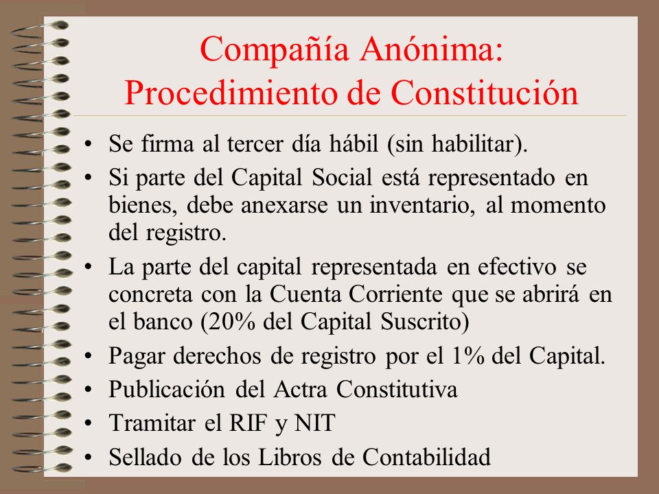 Compañía Anónima: Procedimiento de Constitución