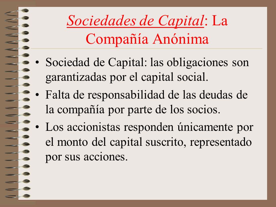 Sociedades de Capital: La Compañía Anónima