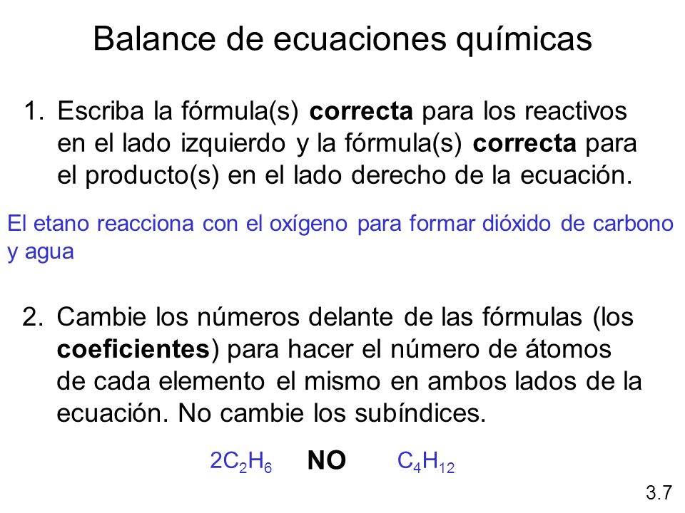 Balance de ecuaciones químicas
