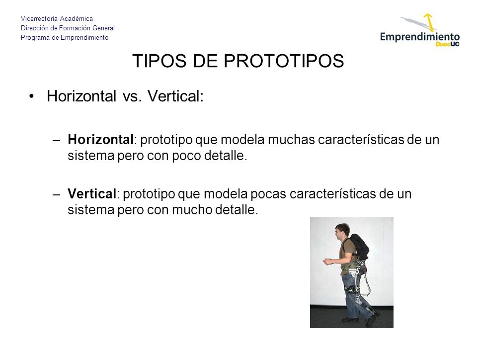 TIPOS DE PROTOTIPOS Horizontal vs. Vertical: