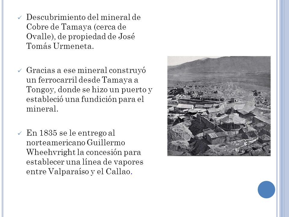 Descubrimiento del mineral de Cobre de Tamaya (cerca de Ovalle), de propiedad de José Tomás Urmeneta.