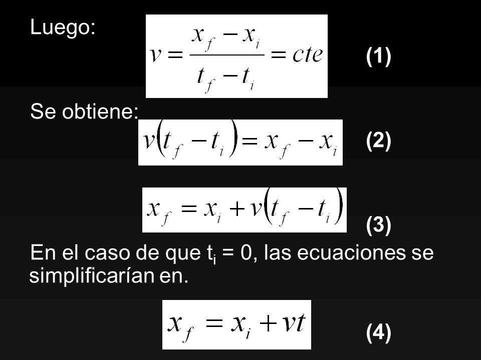 Luego: (1) Se obtiene: (2) (3) En el caso de que ti = 0, las ecuaciones se simplificarían en. (4)