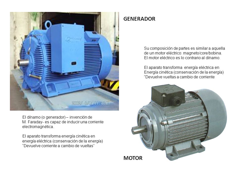 GENERADOR MOTOR Su composición de partes es similar a aquella