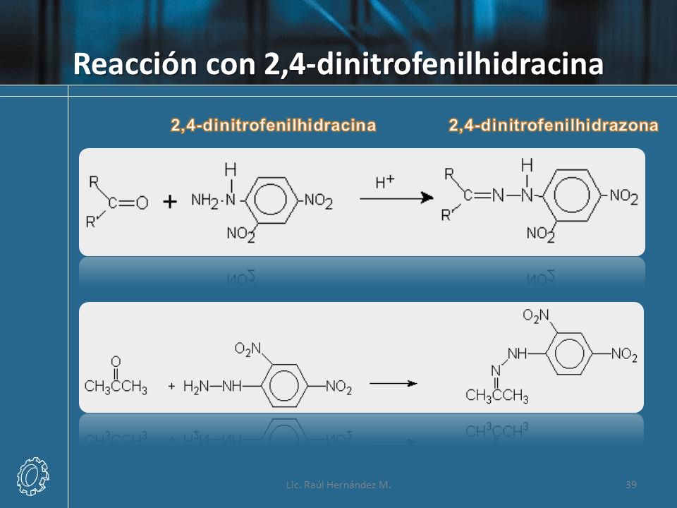 Reacción con 2,4-dinitrofenilhidracina