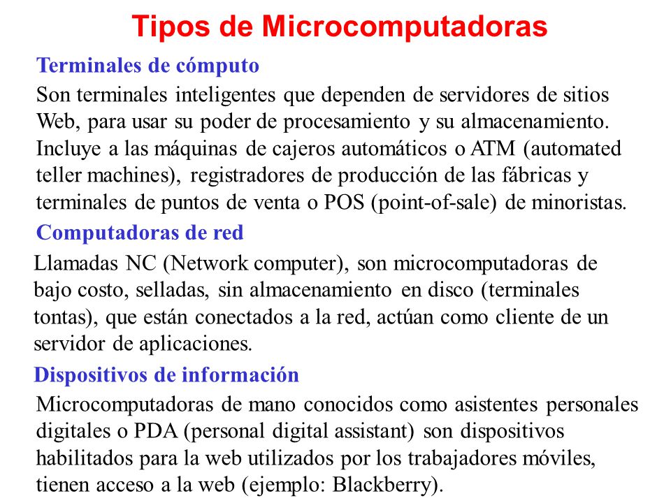Tipos de Microcomputadoras
