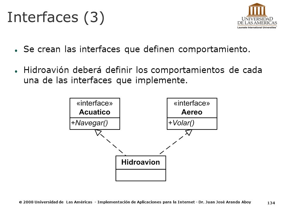 Interfaces (3) Se crean las interfaces que definen comportamiento.