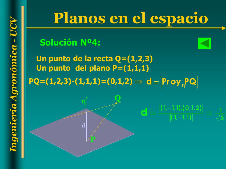 Solución Nº4: Un punto de la recta Q=(1,2,3)