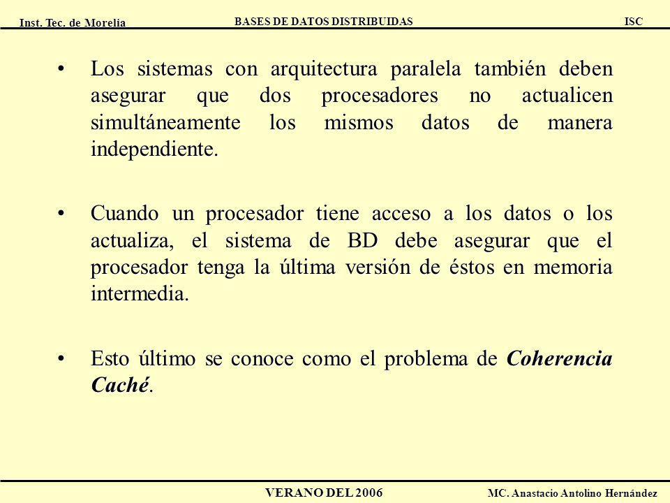 Los sistemas con arquitectura paralela también deben asegurar que dos procesadores no actualicen simultáneamente los mismos datos de manera independiente.