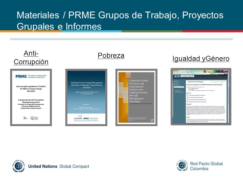 Materiales / PRME Grupos de Trabajo, Proyectos Grupales e Informes