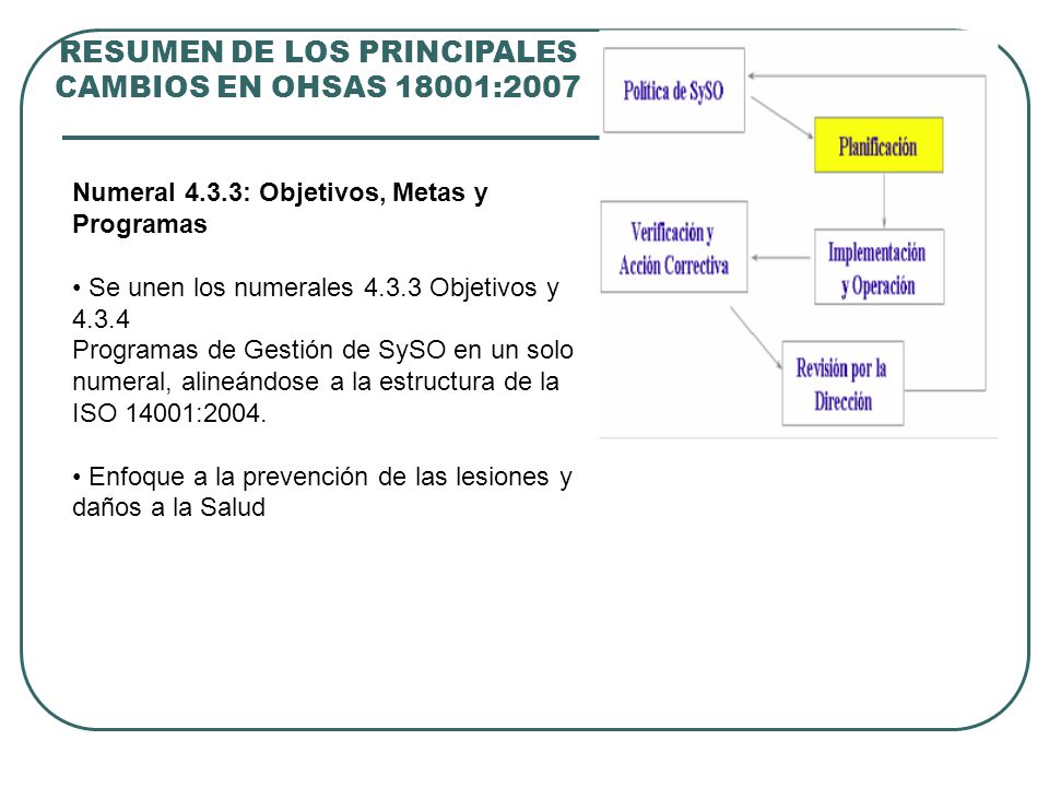 RESUMEN DE LOS PRINCIPALES CAMBIOS EN OHSAS 18001:2007