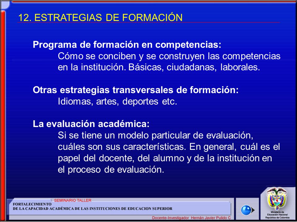 12. ESTRATEGIAS DE FORMACIÓN
