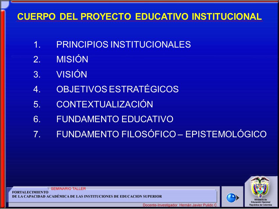 CUERPO DEL PROYECTO EDUCATIVO INSTITUCIONAL