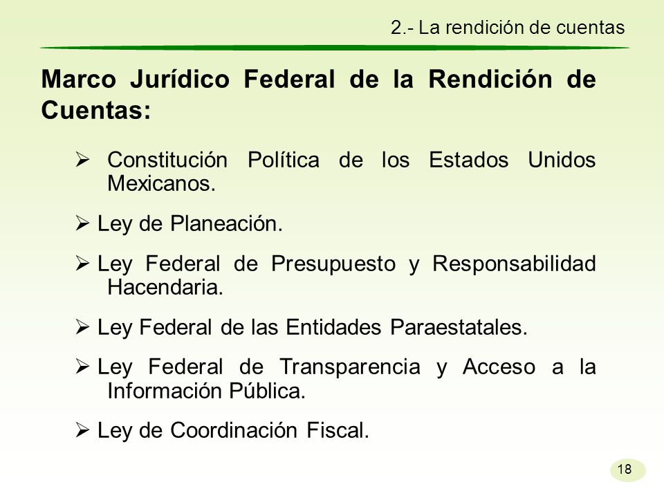 Marco Jurídico Federal de la Rendición de Cuentas: