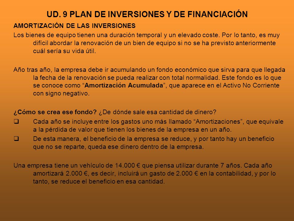 UD. 9 PLAN DE INVERSIONES Y DE FINANCIACIÓN