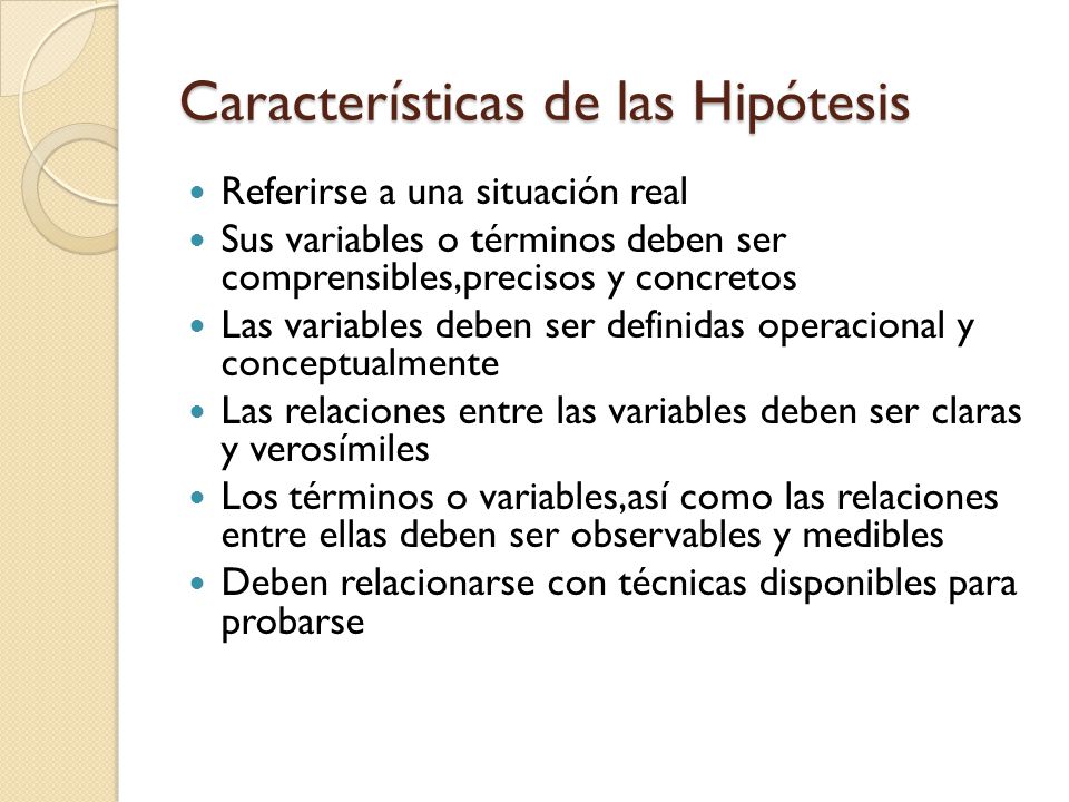 Características de las Hipótesis