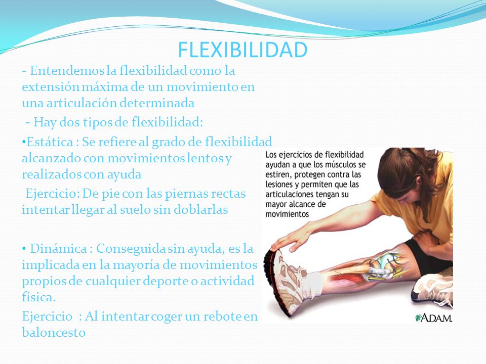 FLEXIBILIDAD - Entendemos la flexibilidad como la extensión máxima de un movimiento en una articulación determinada.