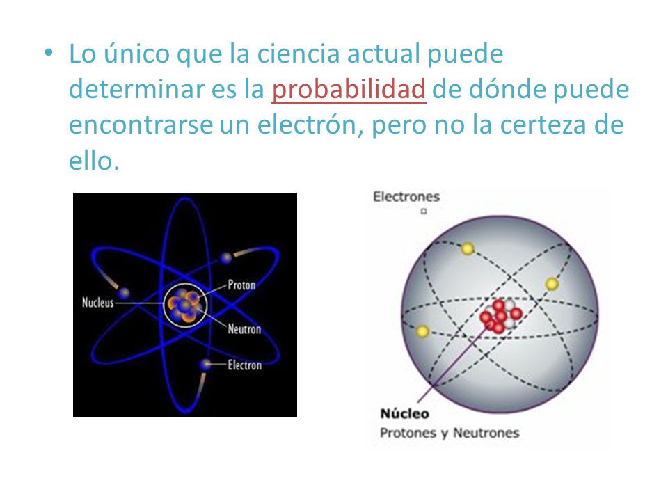 Lo único que la ciencia actual puede determinar es la probabilidad de dónde puede encontrarse un electrón, pero no la certeza de ello.