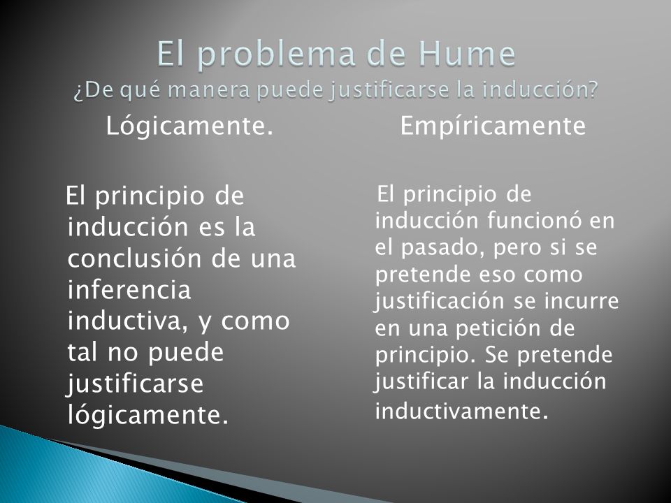 El problema de Hume ¿De qué manera puede justificarse la inducción