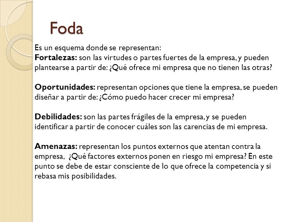 Foda Es un esquema donde se representan: