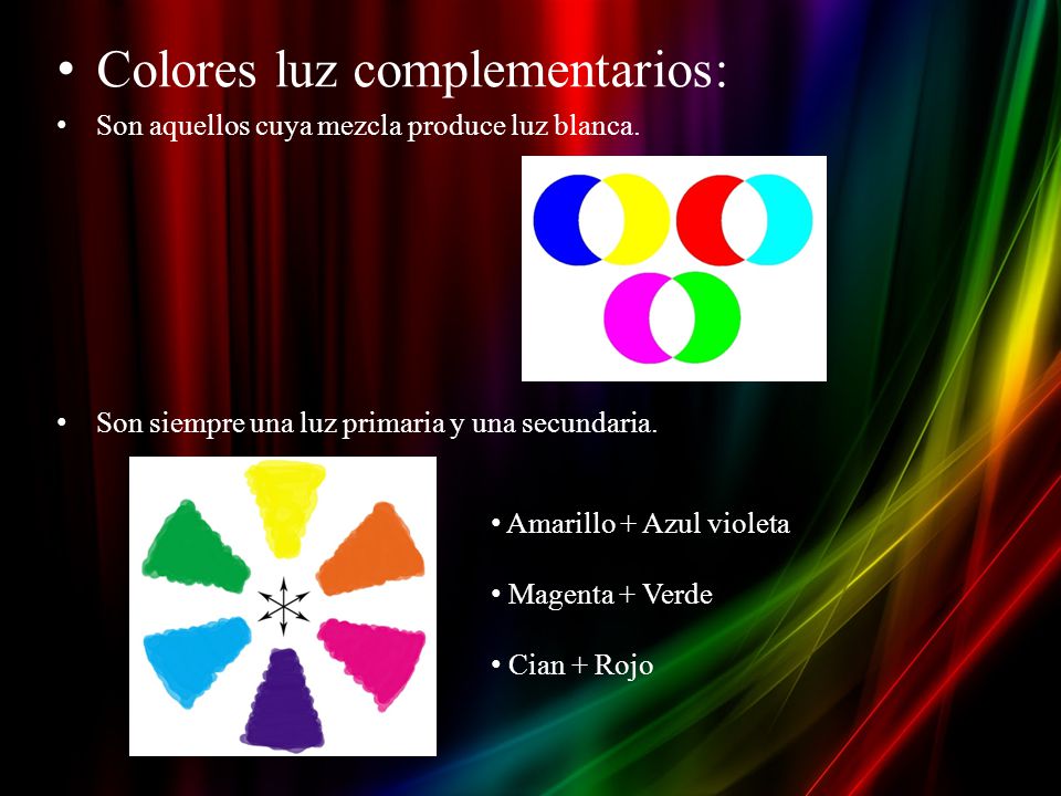Colores luz complementarios: