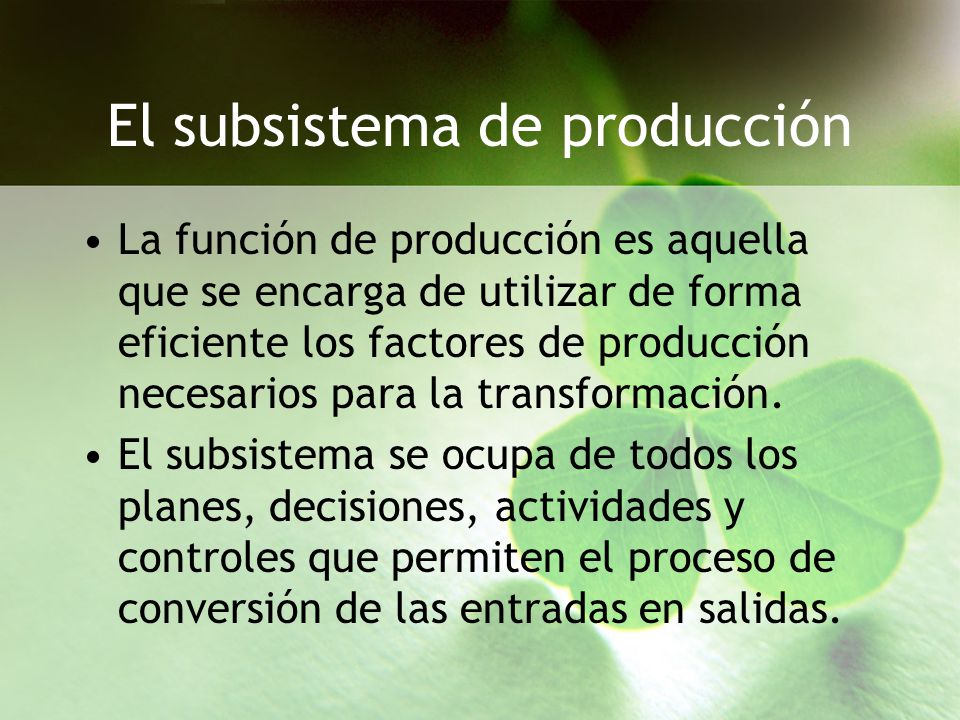 El subsistema de producción