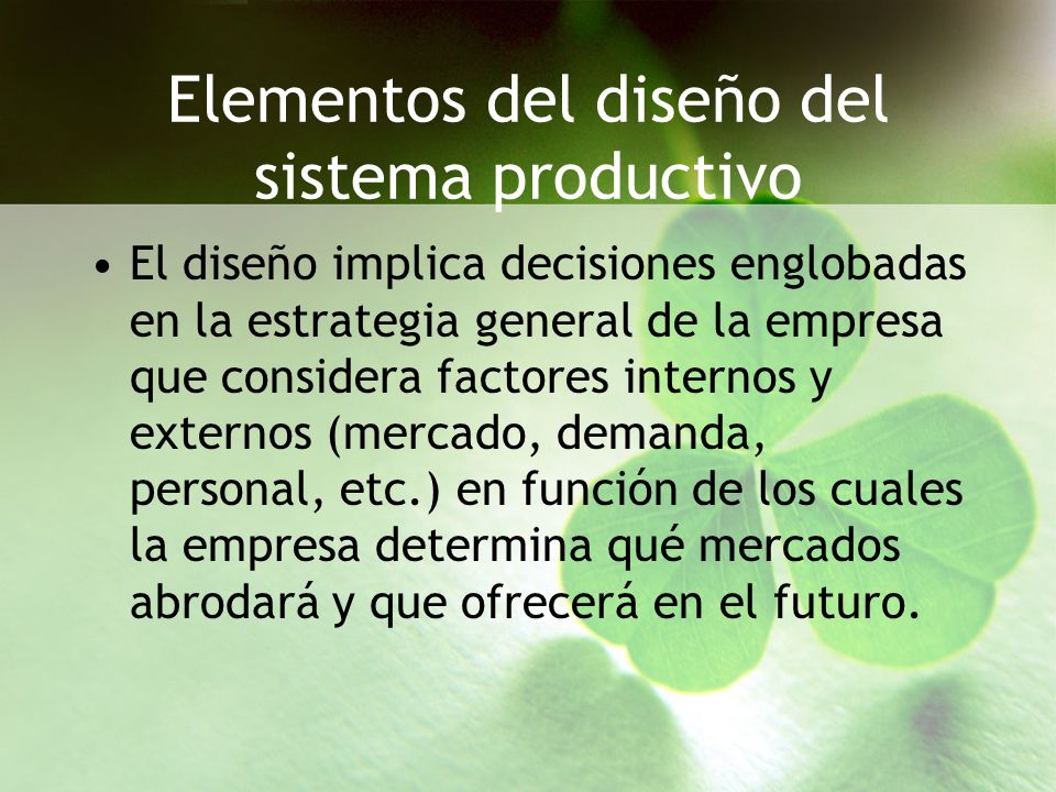 Elementos del diseño del sistema productivo