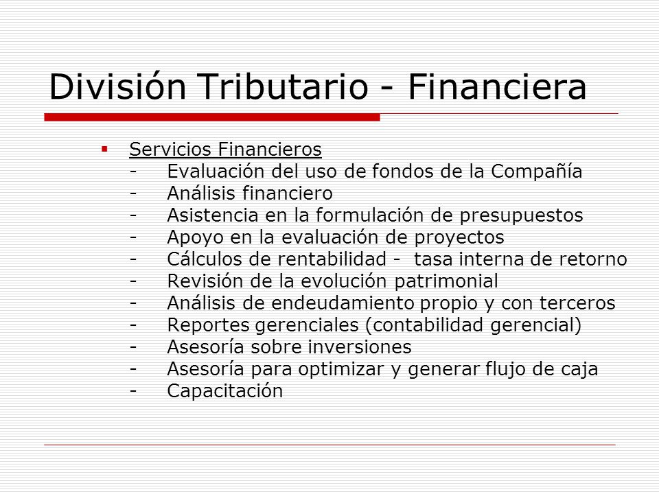 División Tributario - Financiera