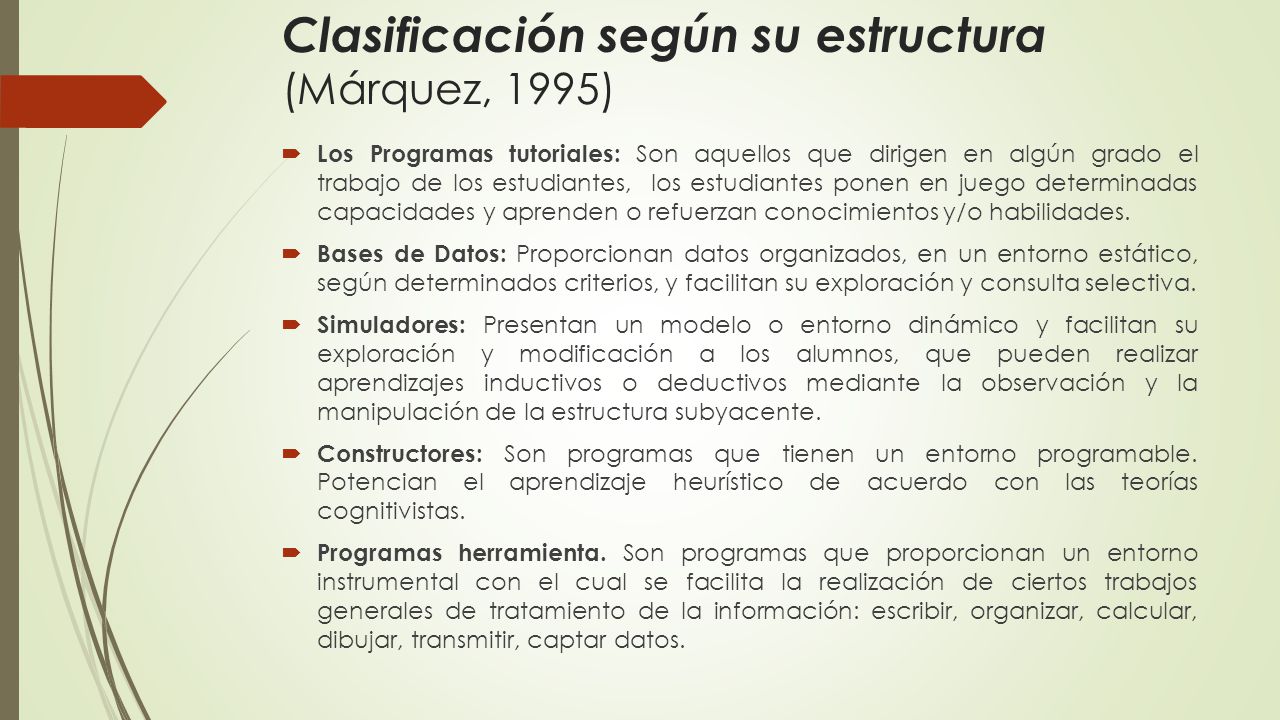 Clasificación según su estructura (Márquez, 1995)