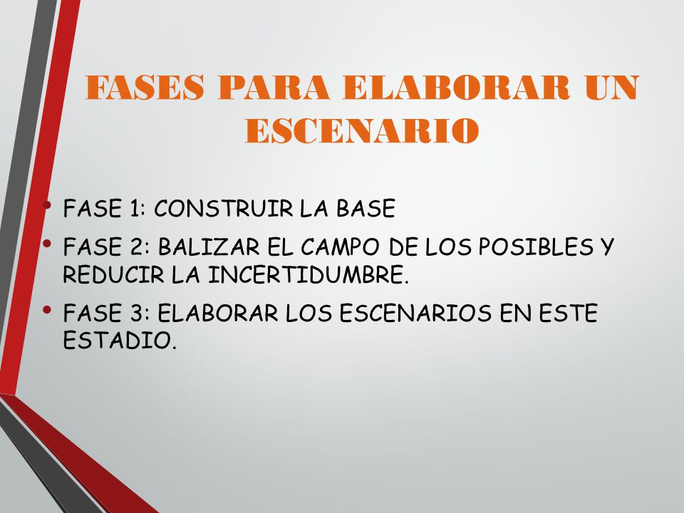FASES PARA ELABORAR UN ESCENARIO