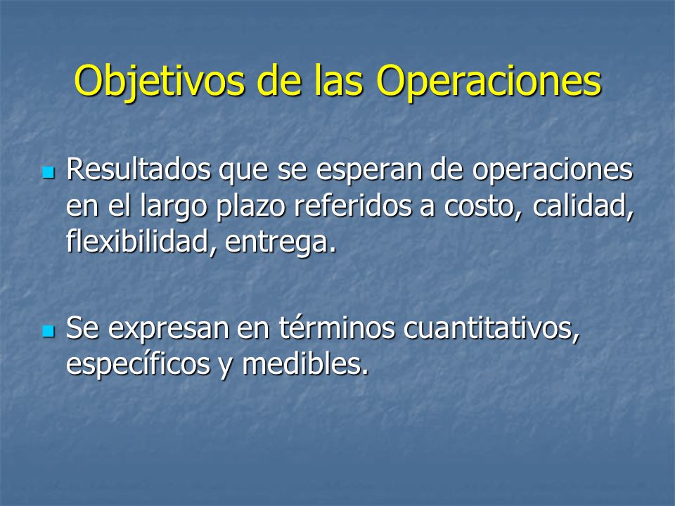 Objetivos de las Operaciones