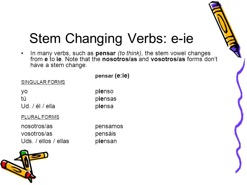 Stem Changing Verbs: e-ie
