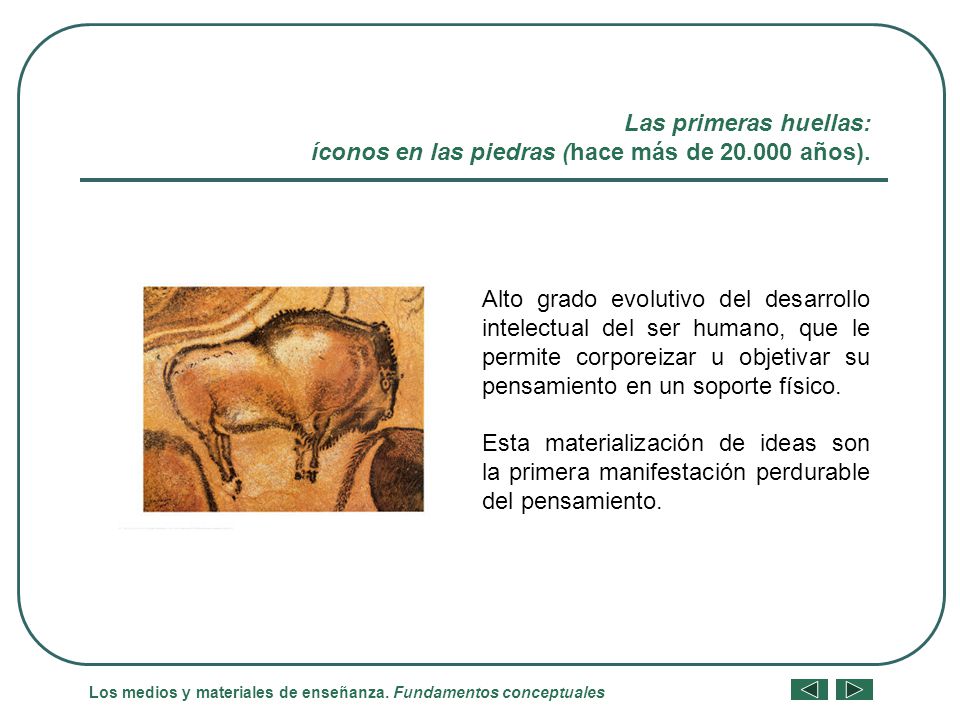 Las primeras huellas: íconos en las piedras (hace más de años).