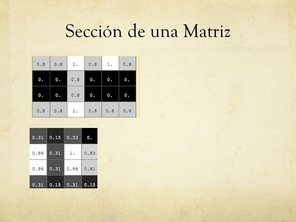 Sección de una Matriz Forma en la que se encuentra dividida de acuerdo a sus pixeles