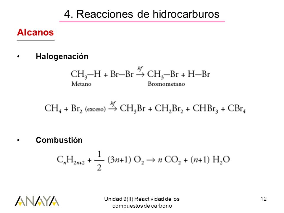 4. Reacciones de hidrocarburos