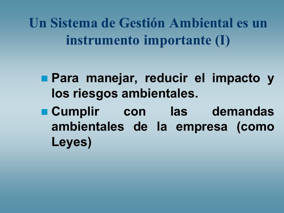 Un Sistema de Gestión Ambiental es un instrumento importante (I)