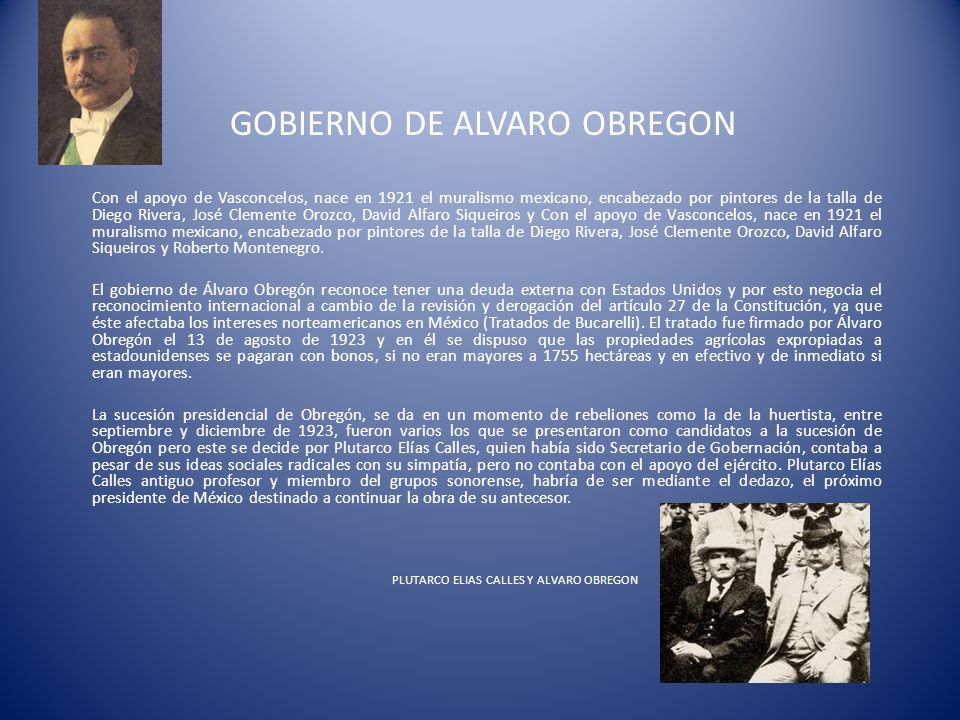 GOBIERNO DE ALVARO OBREGON