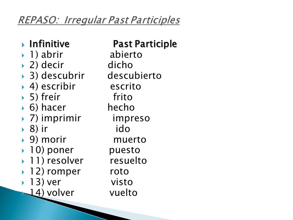 REPASO: Irregular Past Participles