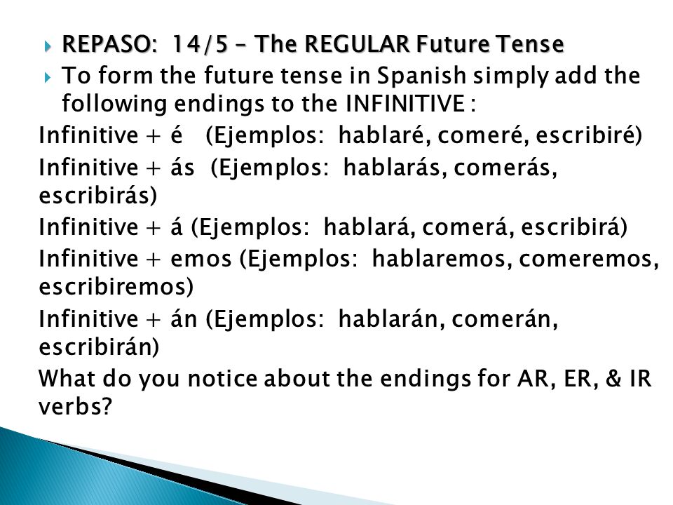 REPASO: 14/5 – The REGULAR Future Tense