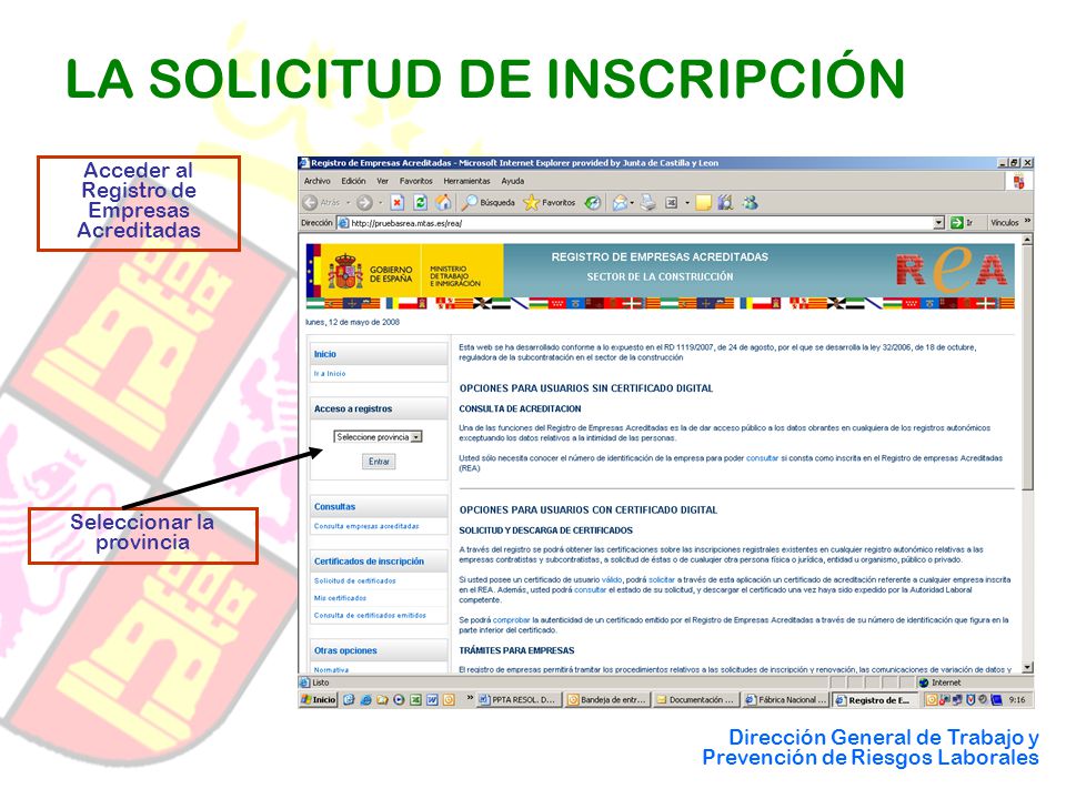 LA SOLICITUD DE INSCRIPCIÓN