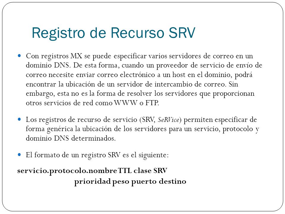 Registro de Recurso SRV